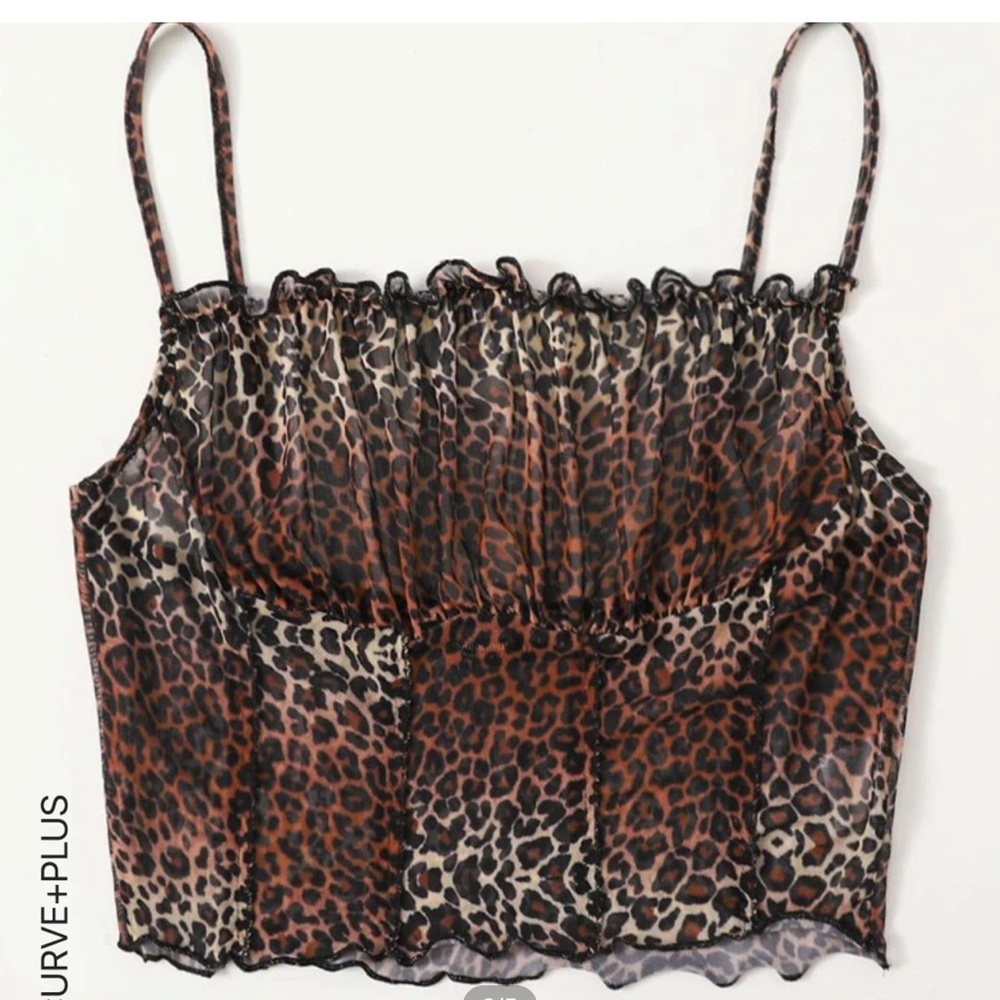 Mesh Animal print crop top